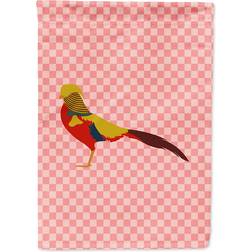 Carolines Treasures Golden or Chinese Pheasant Pink Check Canvas House Flag 71.1x101.6cm