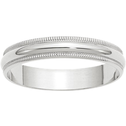 Lightweight Milgrain Half Round Band - White Gold