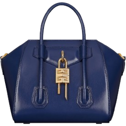 Givenchy Mini Antigona Lock Bag in Box Leather - Petrol Blue