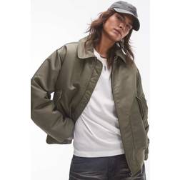 Topshop Bomber Jakke I Twill Nylon - Kakigrøn