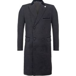 Infinity Leather Mens 3/4 grey long double breasted overcoat wool coat peaky blinders