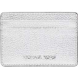 Michael Kors Jet Set Small Metallic Leather Card Case - Silver