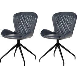 Massivmoebel24 Iron Label Blue/Matt Black Kitchen Chair 86cm 2pcs