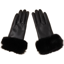 Shein 1pair Women's Leather Touchscreen Gloves With Fuzzy Lining, Warm And Windproof