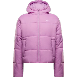 NIKE Women's Sportswear Classic Puffer Therma Fit Loose Hooded Jacket - Beyond Pink/White