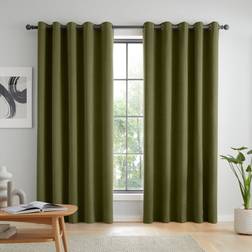 Catherine Lansfield Wilson Velvet Blackout Thermal Eyelet Curtains 46 cm x 137.16 cm Drop - Green
