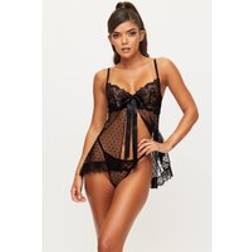 Ann Summers Babydoll-sæt med BH med Bøjle og G-streng - Sort