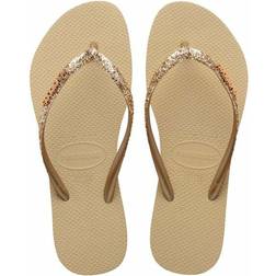 Havaianas Glitter Slim Flip Flops - Golden Sand