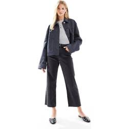 ASOS DESIGN Sorte cropped jeans med lige ben og comfort-stretch-Black