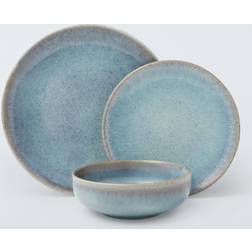 John Lewis Anyday Artisan Stoneware Dinnerware 12 Piece - Light Blue Dinner Set 12pcs