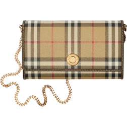 Burberry Check Chain Strap Wallet - Archive Beige/Military