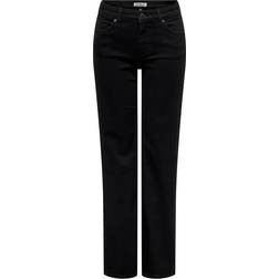 Only Blush Mid Waist Straight Fit Jeans - Black/Black Denim