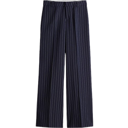 H&M Wide Elegant Trousers - Navy/Pinstripe