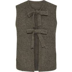 Pieces Silly Knitted Vest - Morel