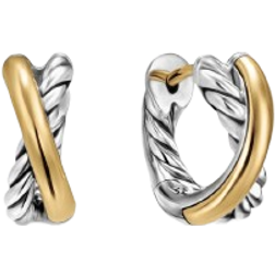 David Yurman Crossover Huggie Hoop Earrings - Gold/Silver