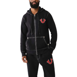 True Religion Big T Cross Stitch Zip Hoodie - Black