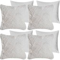 Sienna Luxury Fluffy Shaggy Cushion Cover Silver, Grey (45x45cm)