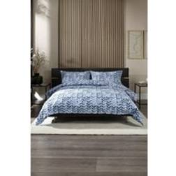 The Lyndon Company Chevron Printed Cotton Bedding Set - Super King Duvet Cover Blue
