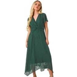 Roman Front Twist Jacquard Dress - Green