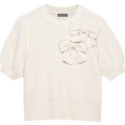 Mint Velvet Knit Bow Top - Ivory