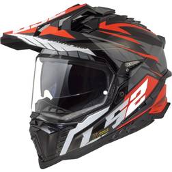 LS2 Adventurehjelm MX701 Explorer Spire - Svart Titanium Rød