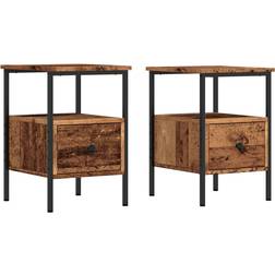 vidaXL 857263 Old Wood/Black Nattbord 36x34cm