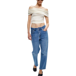 H&M Slim Straight High Ankle Jeans - Denim Blue