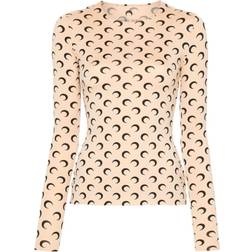 Marine Serre Tan All Over Moon Second Skin Long Sleeve T-Shirt - Tan