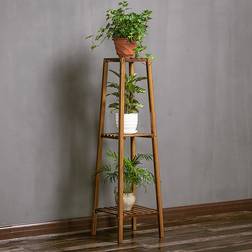 LivingAndHome Vintage 2-Tier Indoor Plant Stand 100 cm - Brown