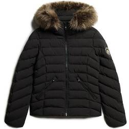 Superdry Fuji Faux Fur Hooded Padded Jacket - Black