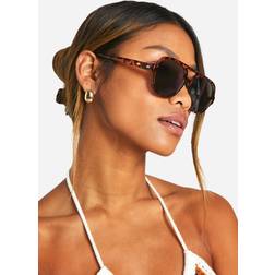 boohoo Tortoise Shell Frame Aviator Sunglasses - Brown