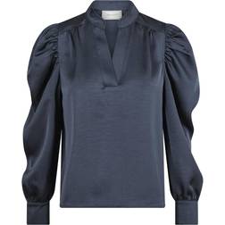 Neo Noir Rosslyn Heavy Sateen Blouse - Midnight Blue