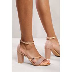 Where's That From Ella Mid High Block Heel Sandals - Rose Gold