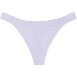 PINK Logo Cotton Shimmer High-Leg Thong Panty - Purple Cloud