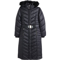 River Island Slim Longline Padded Coat - Black