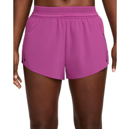 NIKE Women's AeroSwift Dri Fit ADV Mid Rise Brief-Lined 3" Running Shorts - Hot Fuchsia/Black