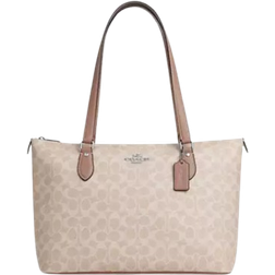 Coach Gallery Tote Bag In Signature Canvas - Silver/Sand/Taupe