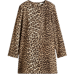 H&M Shoulder Pad Dress - Beige/Leopard Pattern