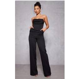 PrettyLittleThing Black Bandeau Cowl Neck Pocket Jumpsuit