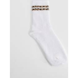 boohoo Leopard Double Stripe Sports Sock - Multi