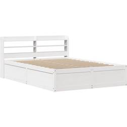 vidaXL Solid Wood Bed with Headboard 145x209cm