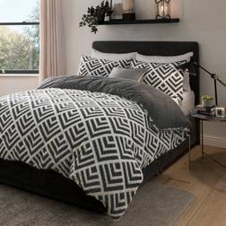 Bloomsbury Market Torresdale Polyester Geometric Shapes Duvet Cover White, Black (230x220cm)