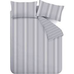 Bianca Brushed Cotton Ticking Stripe Duvet Cover Grey (200x135cm)