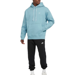 Nike Solo Swoosh Men's Fleece Pullover Hoodie - Denim Turquoise/White