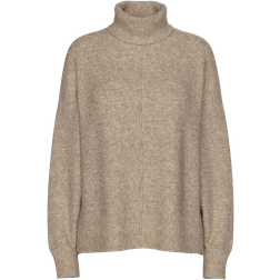 Pieces Malou High Neck Jumper - Taupe Grey