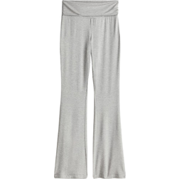 H&M Flared Jersey Pants - Light Gray Mottled