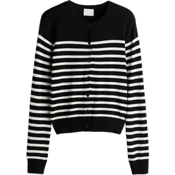 H&M Fine Knit Cardigan - Black/White Striped