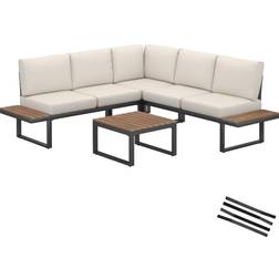 tectake Garten-Lounge-Set Eliar 4-teilig mit Aluminiumgestell - Schwarz