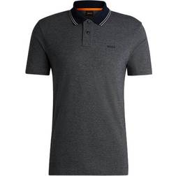 BOSS Logo-print polo shirt in Oxford-piqué cotton Dark Grey