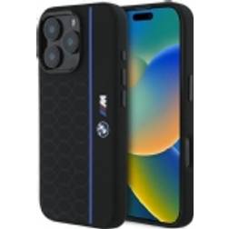 BMW Silicone Hexagon Blue Line Case with MagSafe for iPhone 16 Pro Max 6.9 in Black BMHMP16X23SHEB